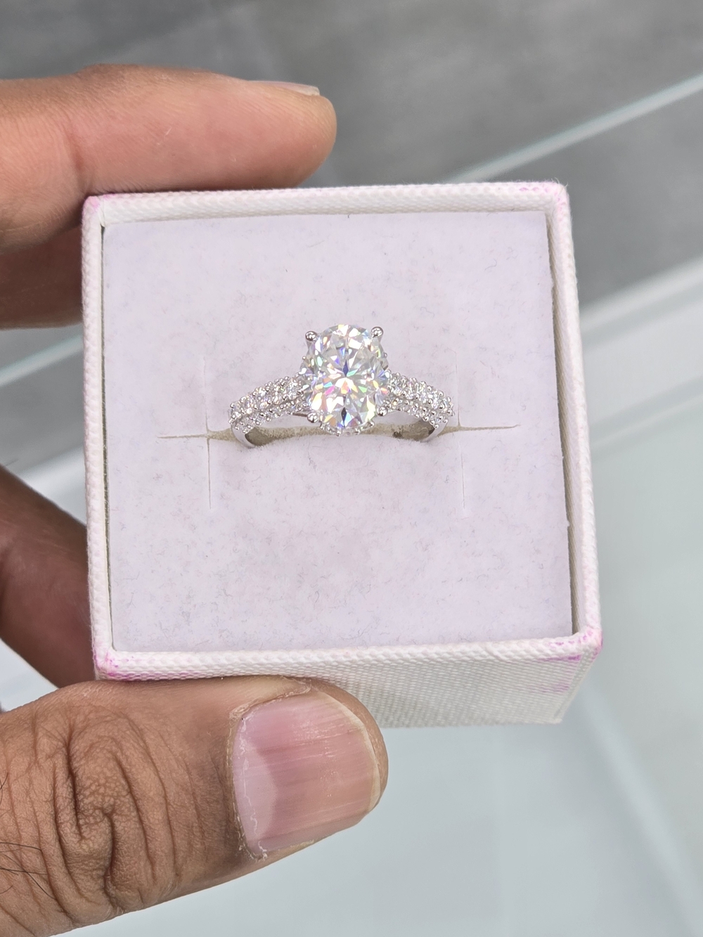 925 Sterling Silver Moissanite Diamond Ring For Women